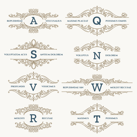Fashionable classic wedding emblems illustrationのイラスト素材