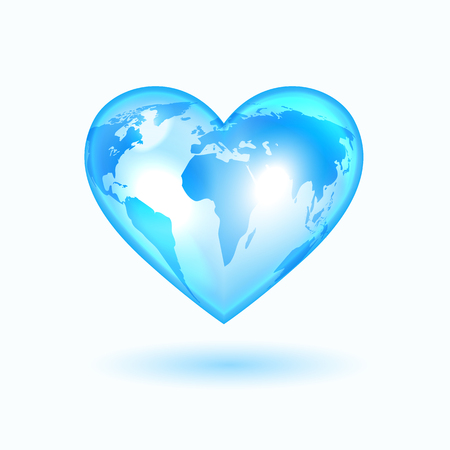 Heart with the world map illustration.のイラスト素材