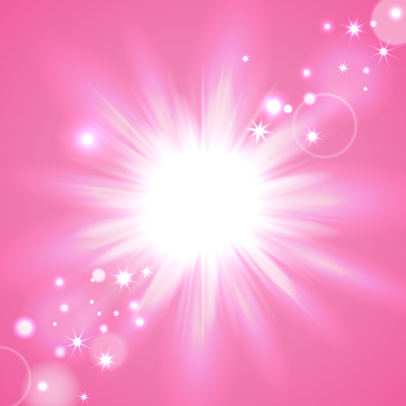 Pink flash starburst background with sparkles, vector illustrationのイラスト素材