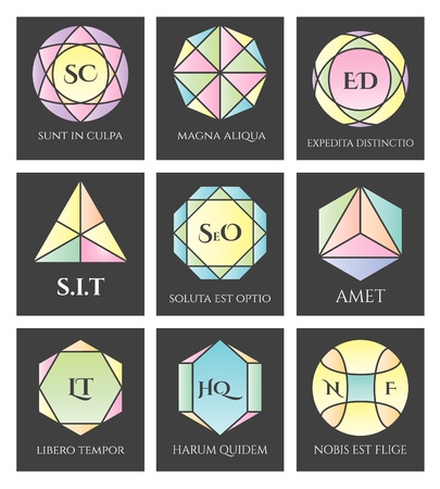 Geometric logo shapes. Vector abstract shape set for logos graphicsのイラスト素材