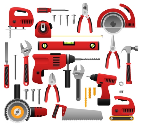 Construct tool icon set in cartoon illustration.のイラスト素材