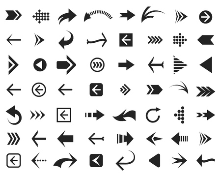 Arrow icons. Arrows signs for download, cycle and motion buttons and computer cursorsのイラスト素材