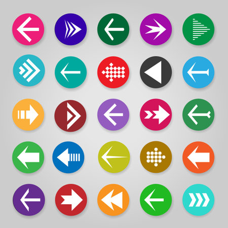 Website arrow buttons. Vector up, undo and directional arrows, infographic arrow icons