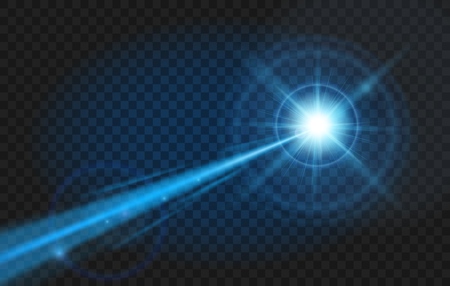 Blue laser beam. Glow party laser beams abstract effect isolated on transparent backgroundのイラスト素材