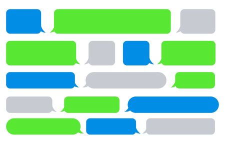 Sms message bubbles. Vector texting messages, bubble images for send and receive text, phone messaging boxes for chat box applicationのイラスト素材