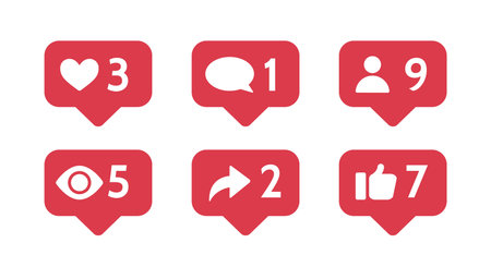 Like message bubbles. Social friends follow and requests, like and viewing icons, vector social...