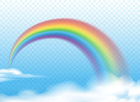Realistic rainbow on clouds.のイラスト素材