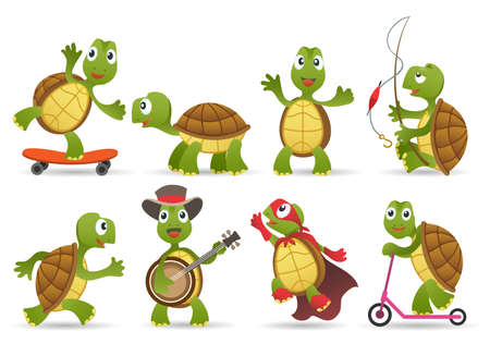 Cartoon cute tortoise set.のイラスト素材