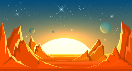 Cartoon space landscapeのイラスト素材