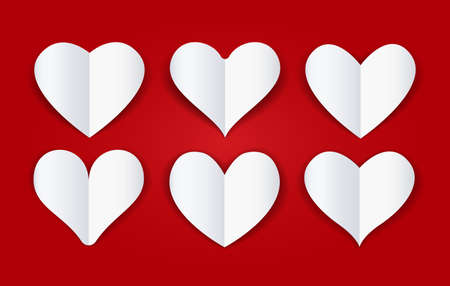 Cutout paper folded heartsのイラスト素材