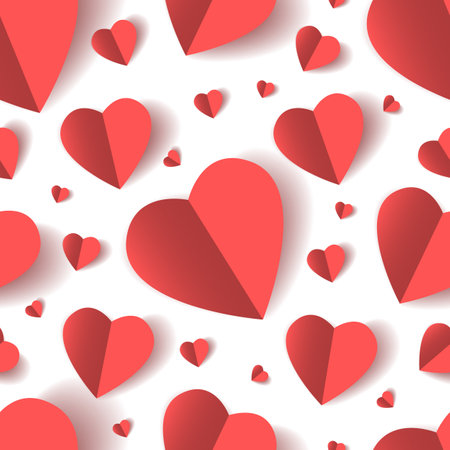 Folded paper hearts seamless patternのイラスト素材