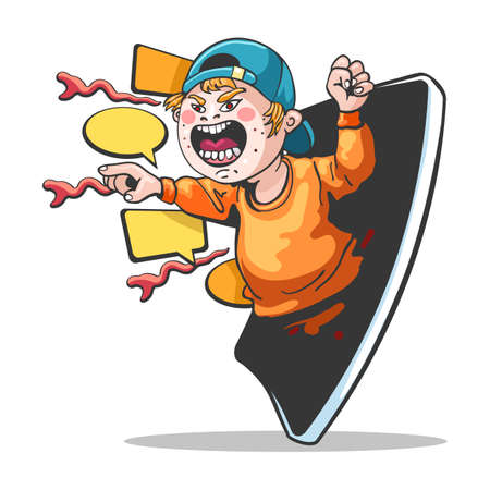 Cyber hater, cyberbullying characterのイラスト素材
