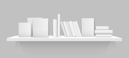 White 3d bookshelfのイラスト素材