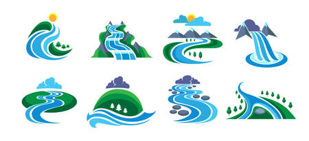 River streams iconsのイラスト素材