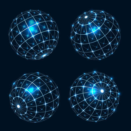 Glowing globe wireframesのイラスト素材