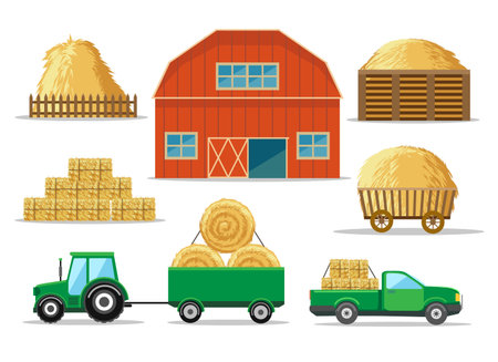 Straw farming imagesのイラスト素材