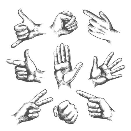 Sketching hands gesturesのイラスト素材