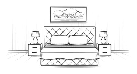Bedroom sketch interiorのイラスト素材