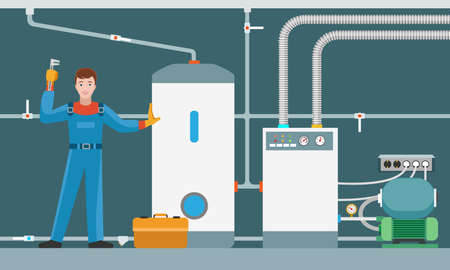 Home furnace installationのイラスト素材