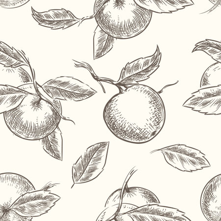 Apple branches retro patternのイラスト素材