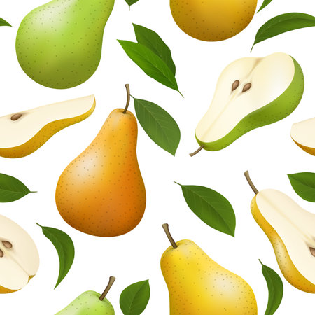 Realistic pears patternのイラスト素材