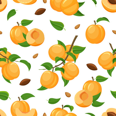 Nectarine seamless patternのイラスト素材