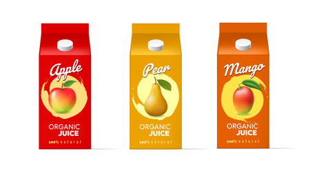 Juices packaging in realistic styleのイラスト素材