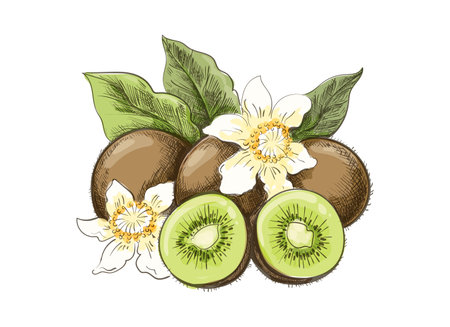 Kiwi fruit colour sketchのイラスト素材