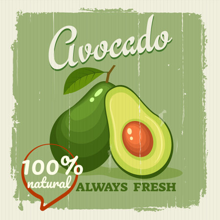 Avocado retro posterのイラスト素材