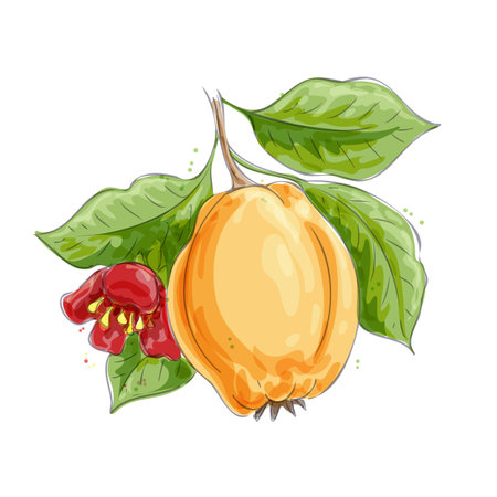Quince watercolor sketchのイラスト素材