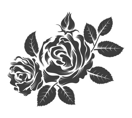 Hand drawn roses branchのイラスト素材
