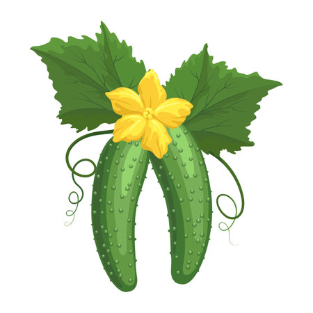 Cucumber plant cartoon drawingのイラスト素材