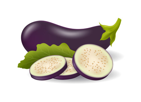 Realistic aubergines compositionのイラスト素材