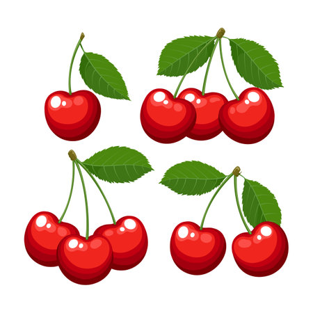 Cartoon cherries on whiteのイラスト素材