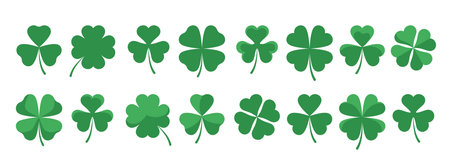 Green clover leaf setのイラスト素材