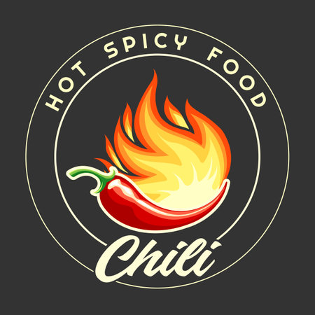 Chilli pepper on fire emblemのイラスト素材
