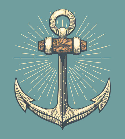 Engraving vintage ship anchorのイラスト素材