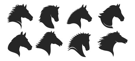 Horse head silhouettesのイラスト素材