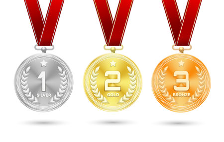 Gold silver bronze medalsのイラスト素材