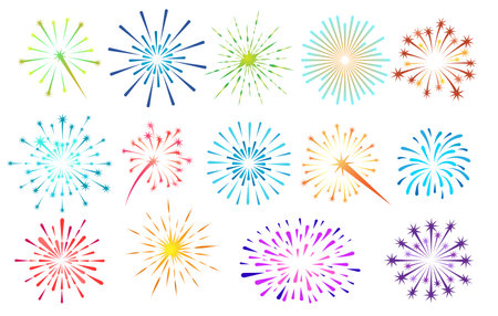 Cartoon fireworks setのイラスト素材