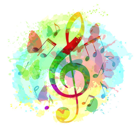 Treble clef and musical notes backgroundのイラスト素材