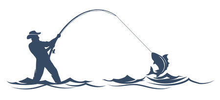 Fisherman silhouette illustrationのイラスト素材