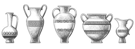 Hand drawn Greek vasesのイラスト素材