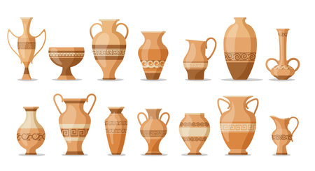 Vintage greek vases iconsのイラスト素材