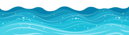 Cartoon water waves surfaceのイラスト素材