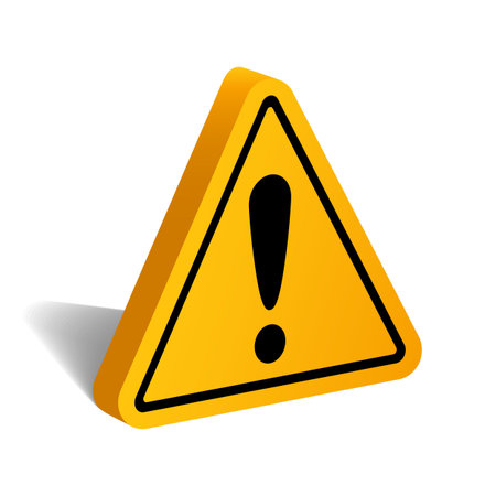 3D attention yellow sign iconのイラスト素材