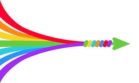 Merger multi colored arrowsのイラスト素材