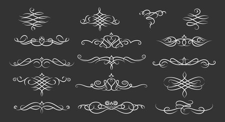 White vintage calligraphic swirlsのイラスト素材