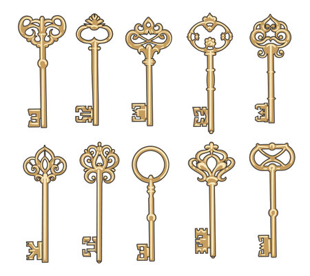 Antique key collectionのイラスト素材