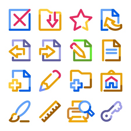 Document icons, set 2. Color contour series.のイラスト素材